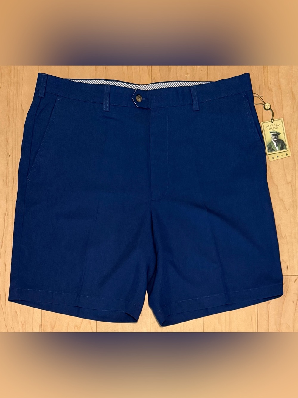 NWT Donald Ross Flat Front 8” Golf Shorts Performance Lightweight Blue Men’s 38